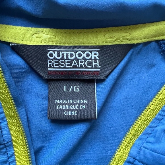 Outdoor Research Sz Large Lightweight Blue Windbreaker Hoodie Pullover Jacket - Picture 6 of 6